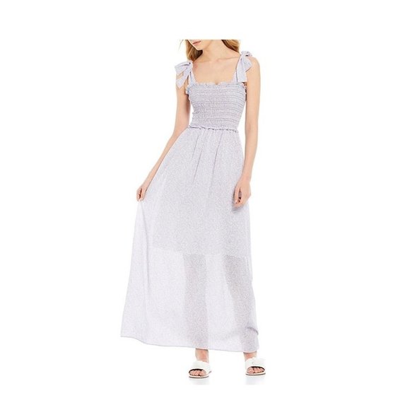 smocked bodice maxi dress